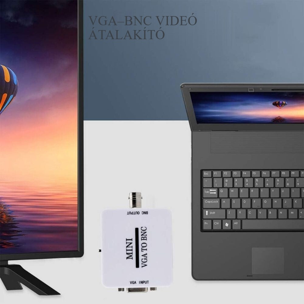 Mini VGA–BNC videó átalakító doboz számítógépről TV-re