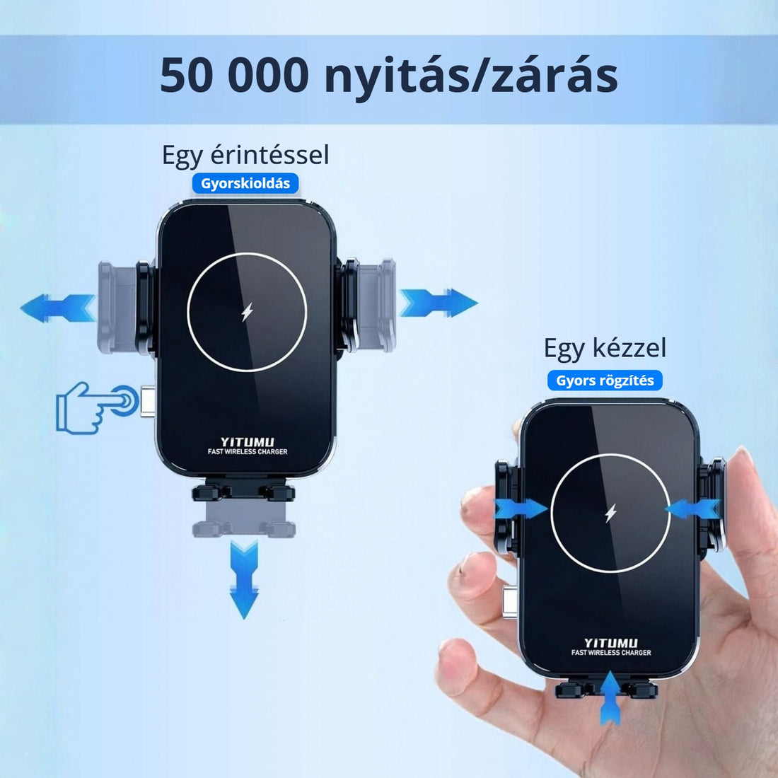 Yitumu A26 autós telefontartó – egy érintéssel kiold, egy kézzel rögzít