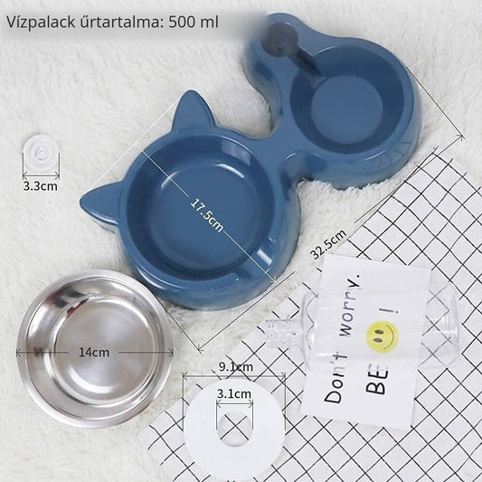 Zonsuse macska etetőtál itatóval – méretek, 500 ml palack