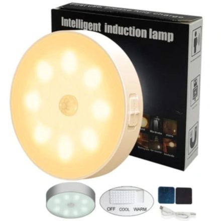 Ansal LED Éjszakai Lámpa Mozgásérzékelővel – USB-s, Meleg/Hideg Fény, Mágneses Rögzítés