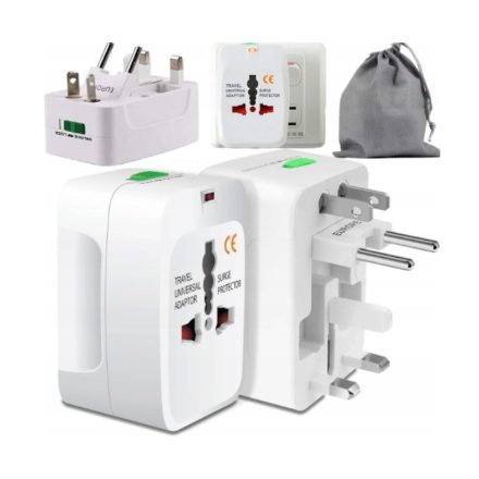 Univerzális Utazó Adapter – EU/USA/UK/AUS Aljzathoz, 10A, LED, Biztonsági Zárral - 1 db