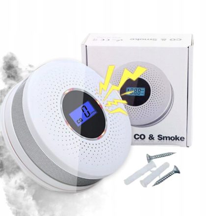 JKD 512COM Szén-Monoxid és Füstérzékelő LCD Kijelzővel, 85 dB Hangriasztással - 1db