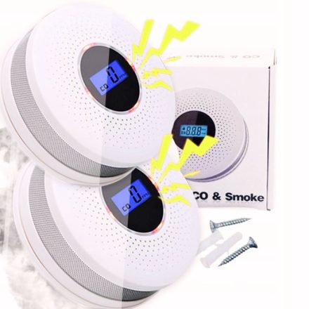 JKD 512COM Szén-Monoxid és Füstérzékelő LCD Kijelzővel, 85 dB Hangriasztással - 2 db