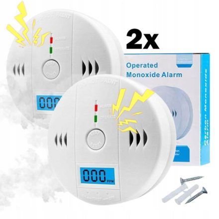 Szén-Monoxid Érzékelő LCD Kijelzővel, CO Detektor - 2 db