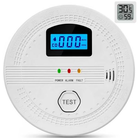 Füstérzékelő, Szén-monoxid érzékelő, LCD-Kijelzős Érzékelő, Riasztó Detektor- 1db
