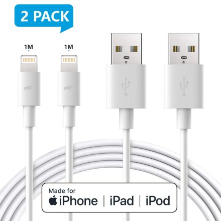 Amoner MFi Tanúsítvánnyal Rendelkező iPhone Gyorstöltő - 2 db 1 m-es USB Töltőkábel