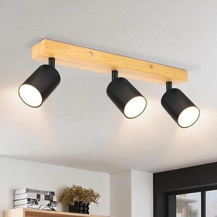 Kambo Forgatható, Állítható 3 Irányú LED Mennyezeti Spotlámpa (Fekete És Fa)