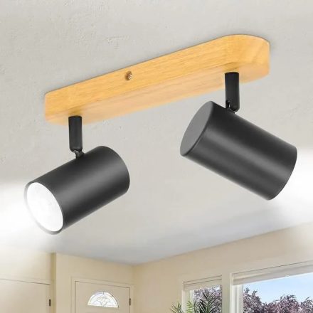 Kambo Forgatható, Állítható 2 Irányú LED Mennyezeti Spotlámpa (Fekete és Fa)