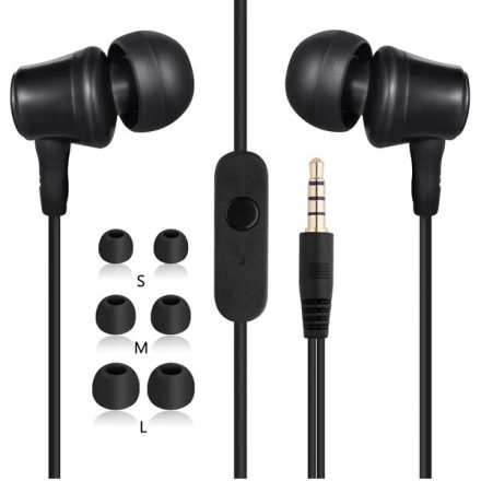 Amoner ME-19 Vezetékes Fülhallgató Mikrofonnal – 3,5 mm Jack, Fekete