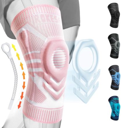 Rokesa 2XL Rózsaszín Térdmerevítő – Patella Géltámogatás, Oldalsó Stabilizátorok