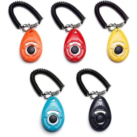 LZGOPE Kutyás Clicker Csuklóra Akasztós, 5 Db - Narancssára, Citromsárga, Piros, Kék, Fekete