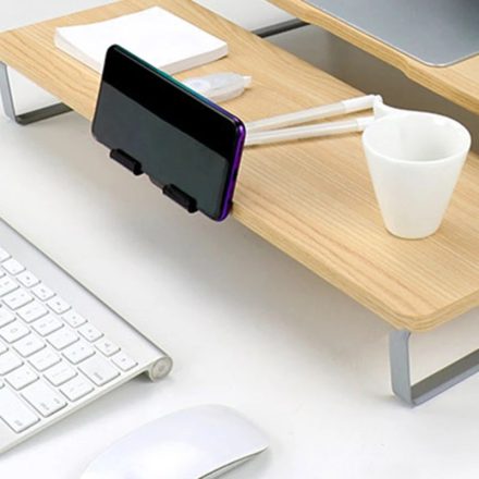 Klasszikus Monitorállvány Mobiltelefon-Tartóval (Fehér)