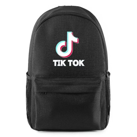 Fekete TikTok Mintás Hátizsák – Trendi és Praktikus