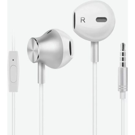 ME-19 Vezetékes Fülhallgató Mikrofonnal – 3,5 mm Jack, Fehér, Telefonhoz és PC-hez