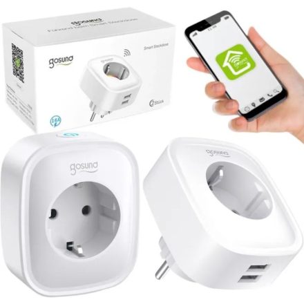 Gosund SP112 Dupla Okos Konnektor WiFi-vel és USB Porttal – 2 db EU Aljzat, Energiafigyelés, Időzítő