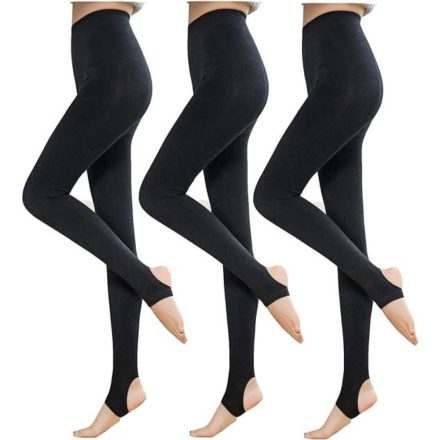 Yulaixuan Női Divatos Pamut Lábfej Nélküli Harisnyanadrág, 3db (Fekete) Plus Size
