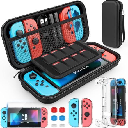 HEYSTOP Nintendo Switch Védőszett – Fekete, Ütésálló Tok és Tartozékok
