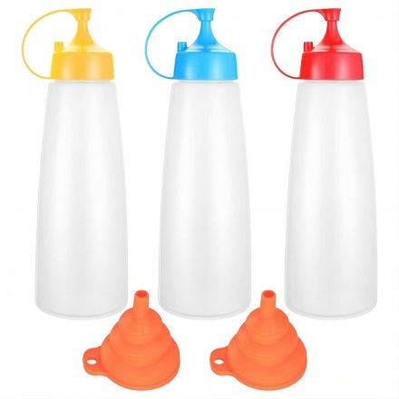 LikeSun Műanyag Szószos Üveg Szett – 550 ml, 3 db-os Adagolóflakon