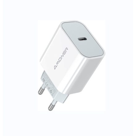 Amoner USB-C 20W Hálózati Gyorstöltő Adapter (Fehér)