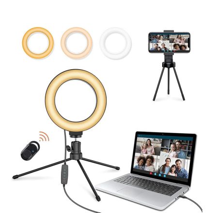 Jeemak PC50 Körfény Állvánnyal – LED Selfie Lámpa Telefon Tartóval