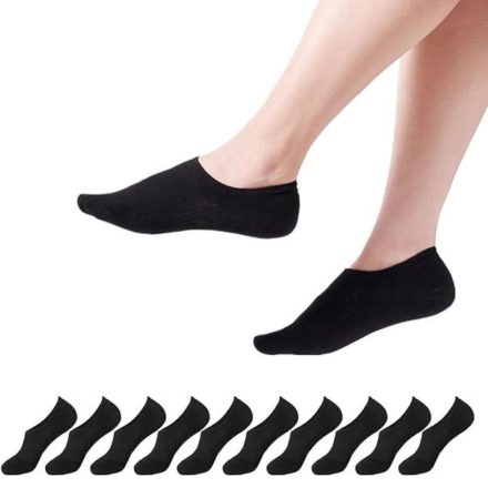YOUCHAN Láthatatlan Pamut Sneaker Zokni (10 Pár, Fekete, 43-46 Méret)