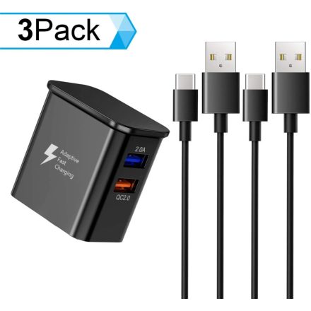 Amoner 25W Gyorstöltő Adapter + Kábel Szett (2 db, 1.2 m) – Adaptive Fast Charging