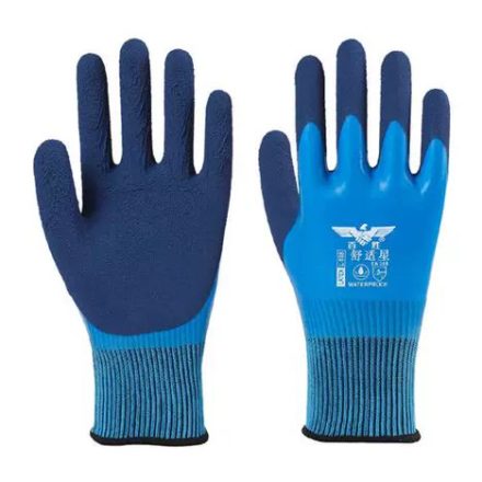 Kék Latex Bevonatú Poliészter Munkavédelmi Kesztyű – 2 pár, Csúszásmentes, Vágásálló
