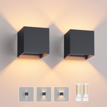 Klighten Modern LED Fali Lámpa (10 x 10 x 10 cm) 2db  - Fekete
