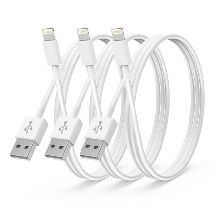 Apple MFi Tanúsítvánnyal Rendelkező iPhone Töltőkábel – Lightning - USB, 3m, Fehér