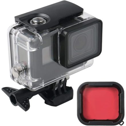 Lupholue Búvár Készlet 50m Víz Alatti Tok GoPro Hero 5/6  Fekete És Vörös Merülési Szűrőhöz