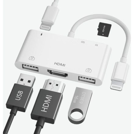 Blux átalakító, 2x USB-A / HDMI / 3,5 mm Jack adapter - Fehér