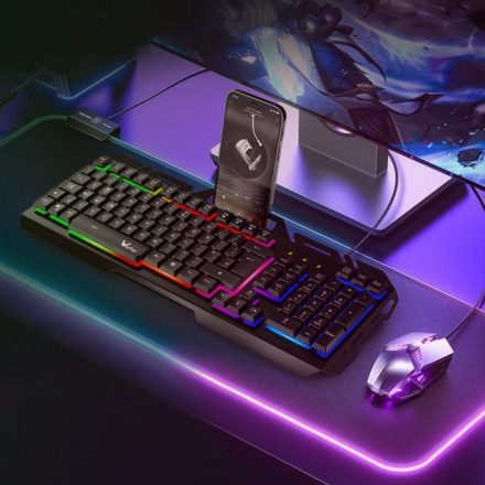 WisFox Szivárvány LED Gamer Billentyűzet – Háttérvilágításos, USB PC-hez és Laptophoz