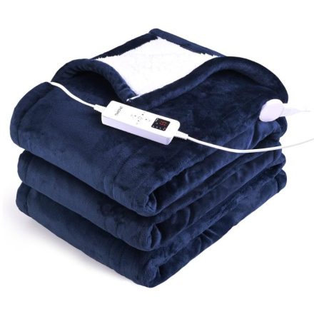 OneAmg Elektromos Fűthető Pléd – Flanel Melegítő Takaró 152,4 x 177,8 cm, Kék
