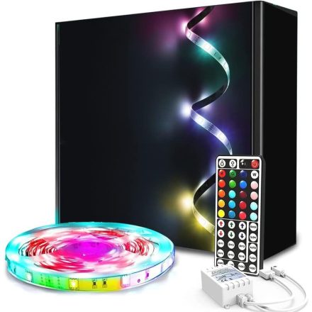RGB LED Szalag - 5 Méteres, Színváltós Fény, 24 Gombos Távirányítóval, 12V
