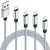 iPhone Töltőkábel 4 db – 1 m, Fonott Nylon, Fehér-Szürke, Lightning Kábel Szett